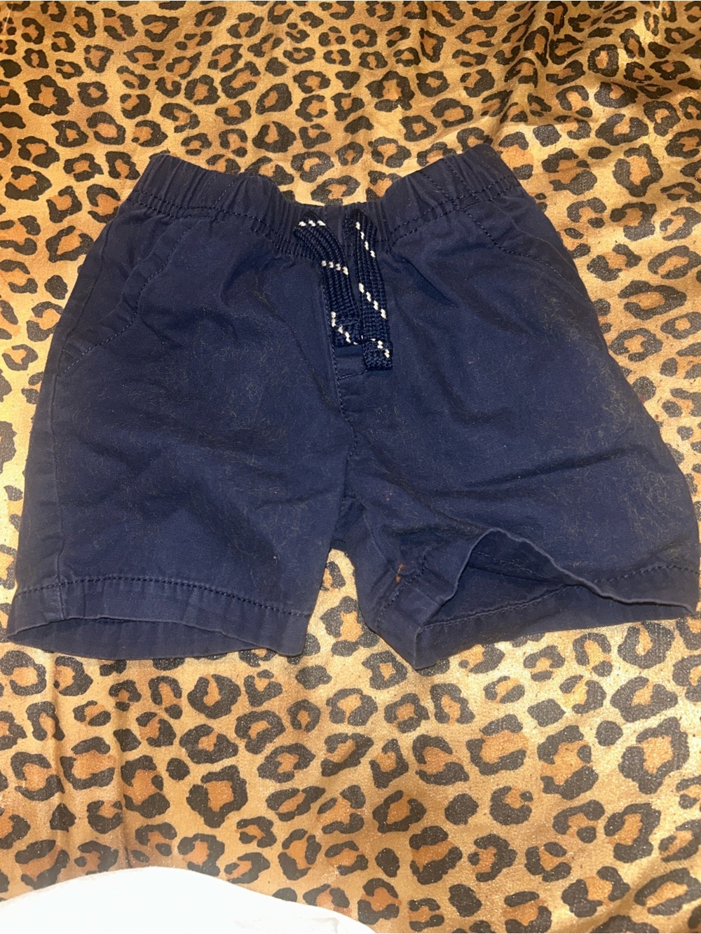 Kids Navy Drawstring %100 Cotton Shorts